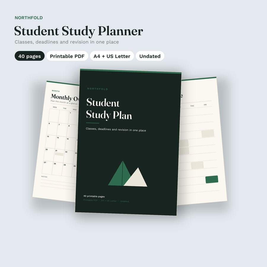 Student Study Planner printable planner cover